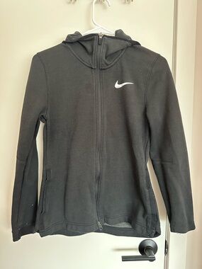 Nike Black Hoodie Jacket with White Swoosh